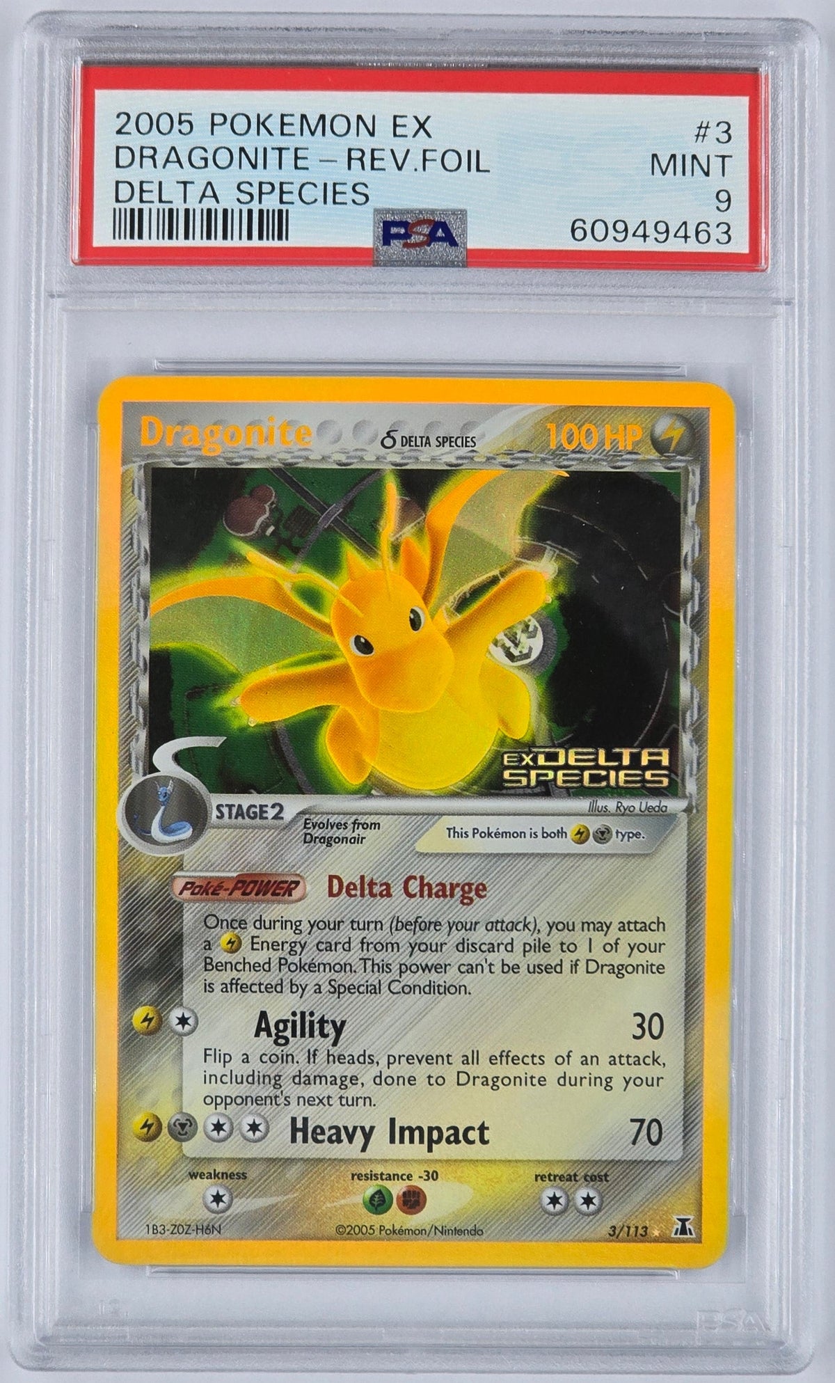 Pokemon - PSA 9 Dragonite 3/113 Delta Species
