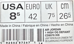 NIKE Unisex - Air Jordan 1 High OG Defiant - Size US 8.5 Mens