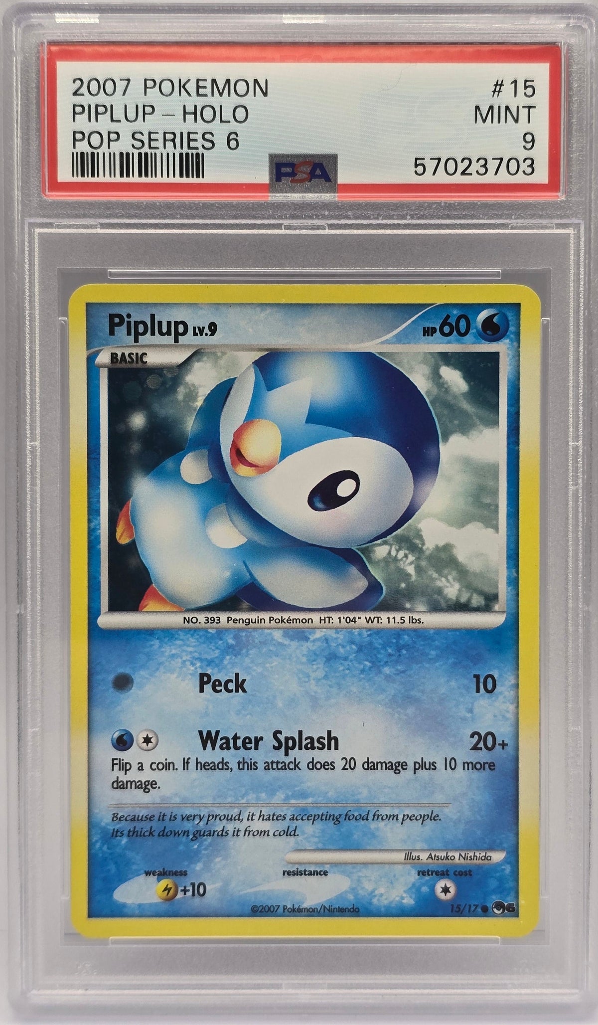 Pokemon - PSA 9 Piplup 15/17 Pop Series 6