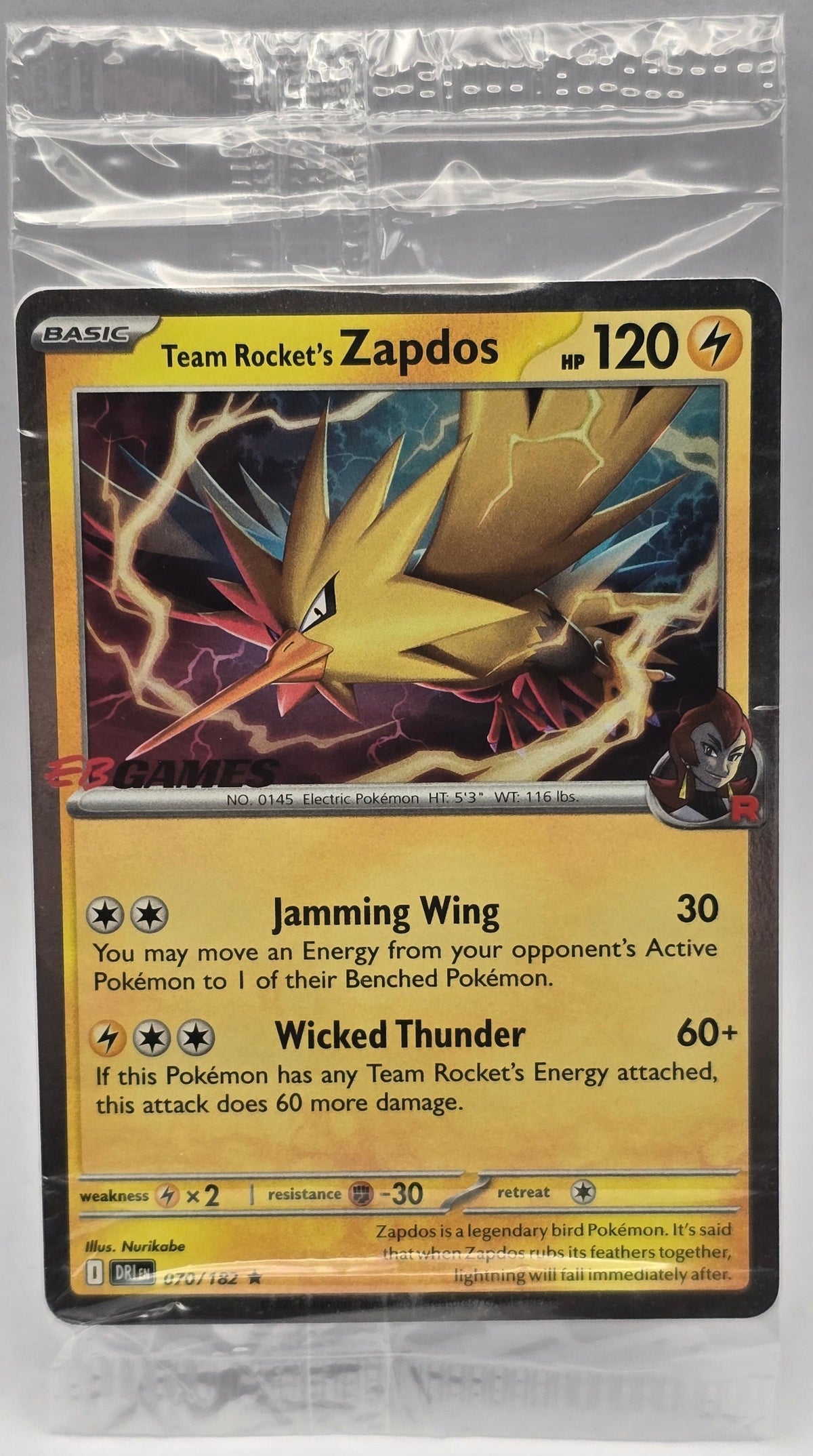 Pokemon - Team Rockets Zapdos 070/182 EB Games Promo (Sealed)