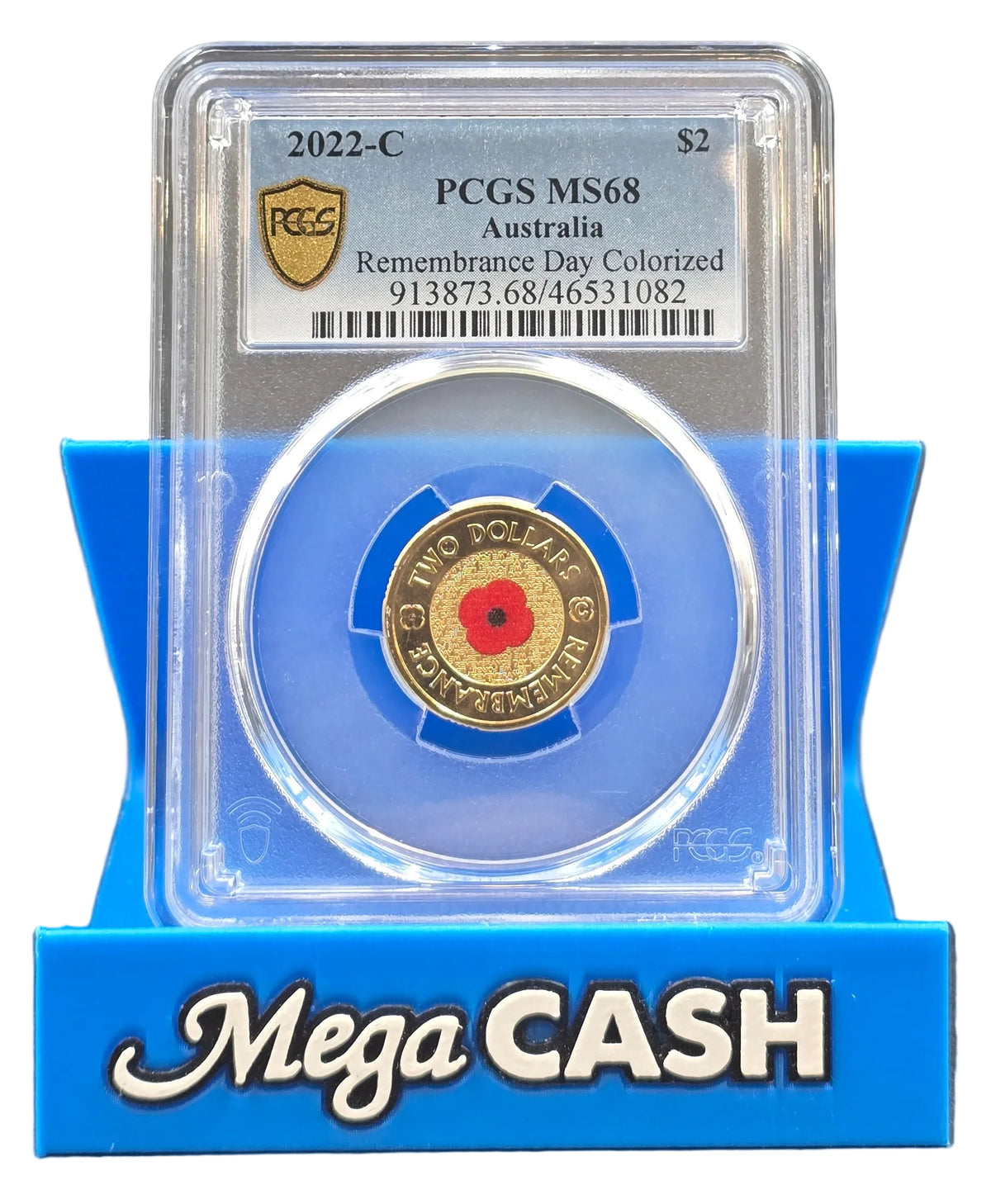 2022-C PCGS MS68 Remembrance Day Colorized - Red Poppy Coloured $2 Coin