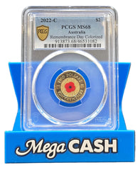 2022-C PCGS MS68 Remembrance Day Colorized - Red Poppy Coloured $2 Coin