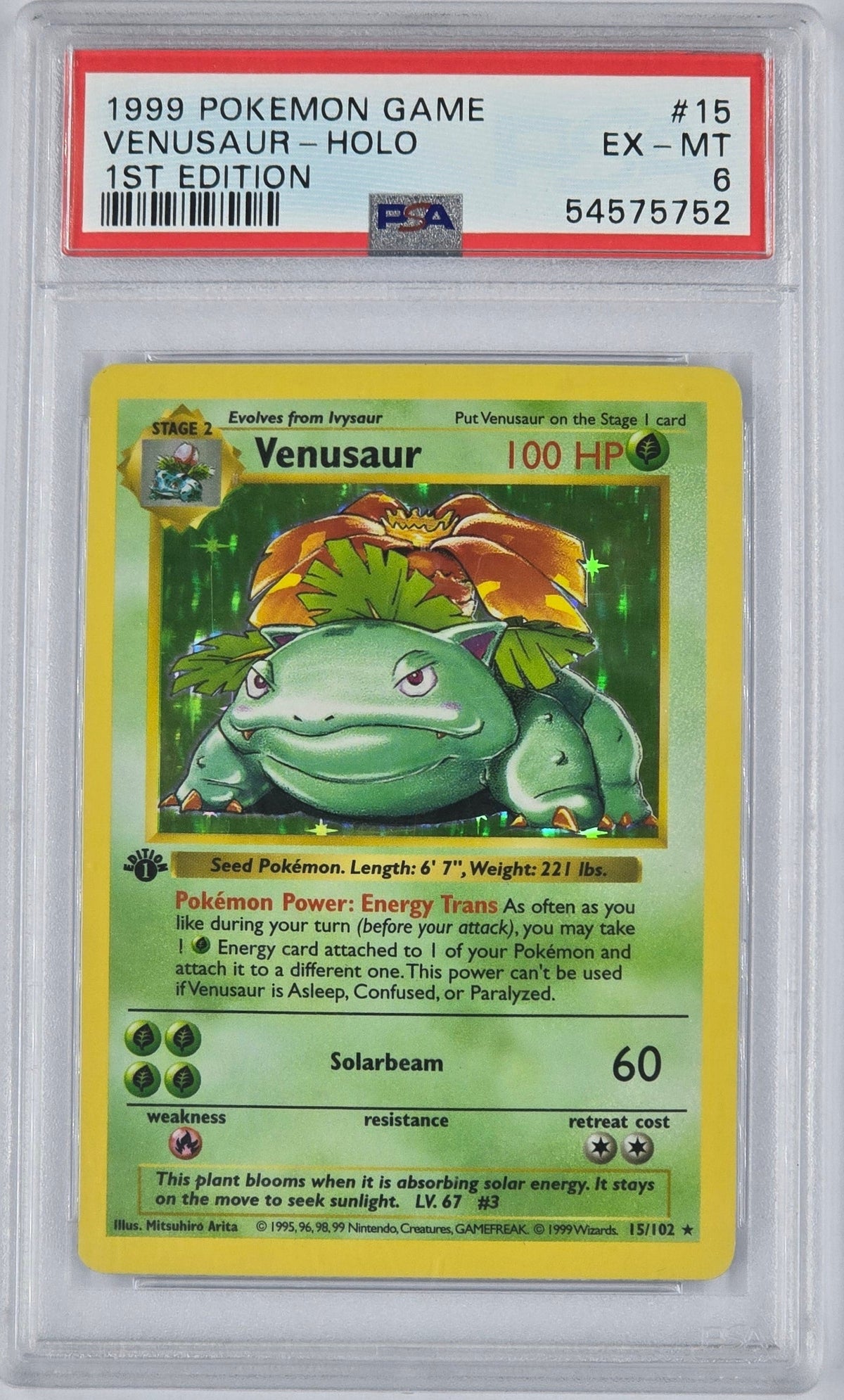 Pokemon - PSA 6 1st Edition Venusaur 15/102