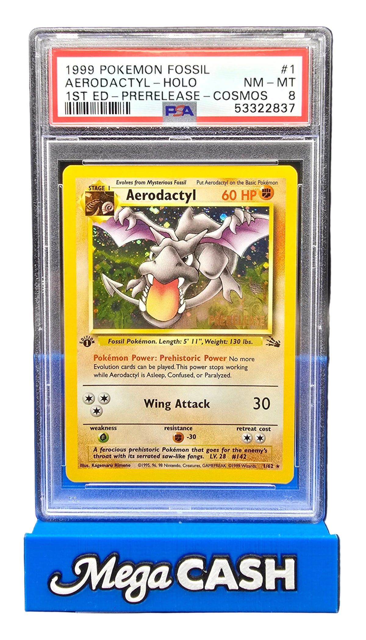 Pokémon - PSA 8 - Aerodactyl Holo - 1/62 Fossil - PRERELEASE