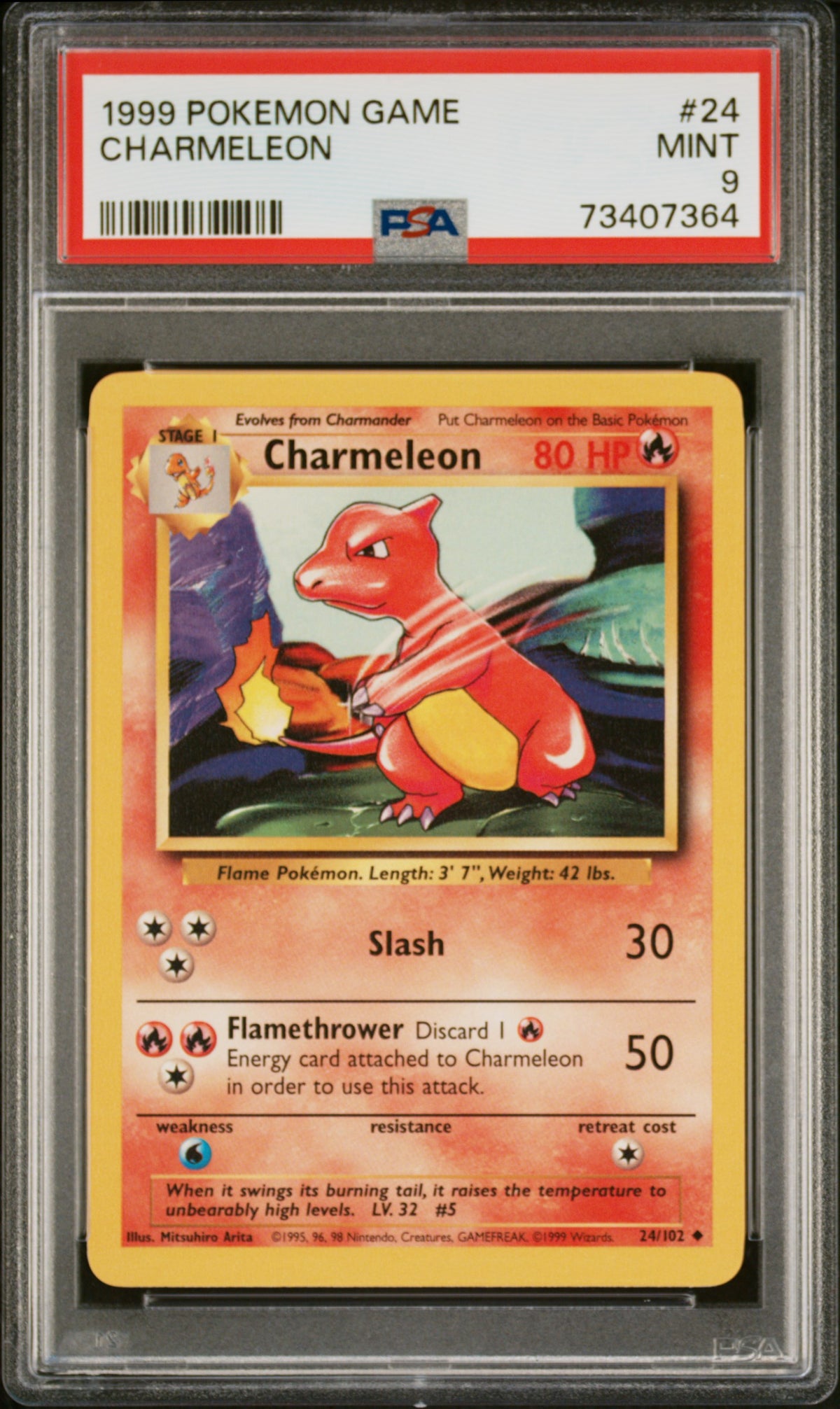 Pokemon - Charmeleon - 24/102 - Base Set - PSA 9