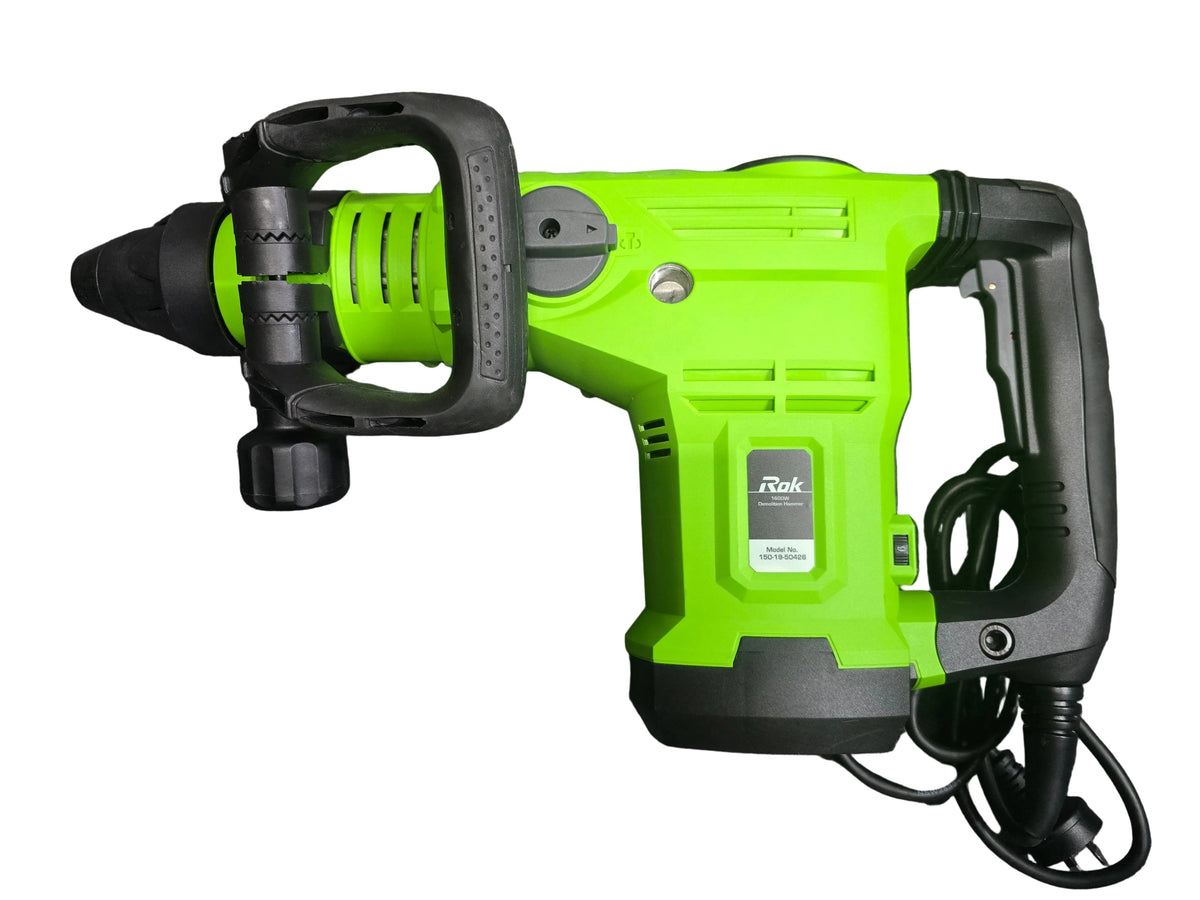 Rok 1600W Demolition Hammer Corded With Handle And Drill Bits - 150-19-50426