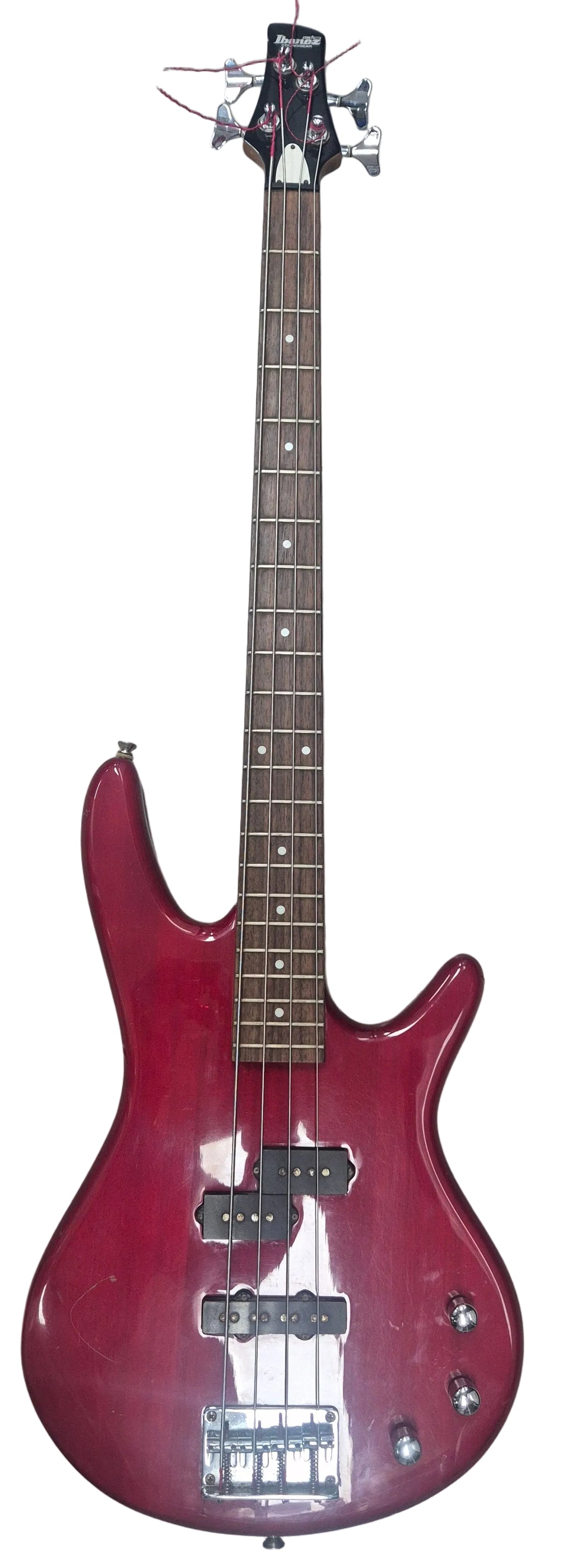 IBANEZ 4 STRING ELECTRIC BASS GUITAR- CANDY APPLE RED- SLIGHT MARK ON FACE