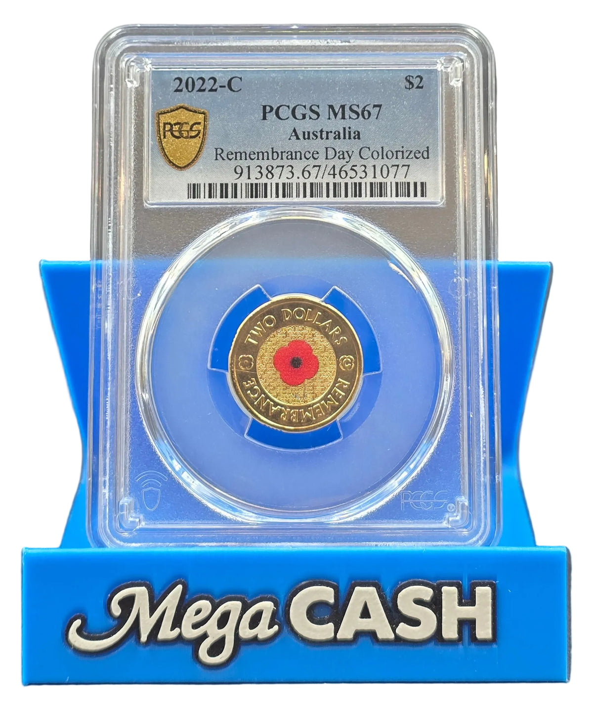 2022-C PCGS MS67 Remembrance Day Colorized - Red Poppy Coloured $2 Coin