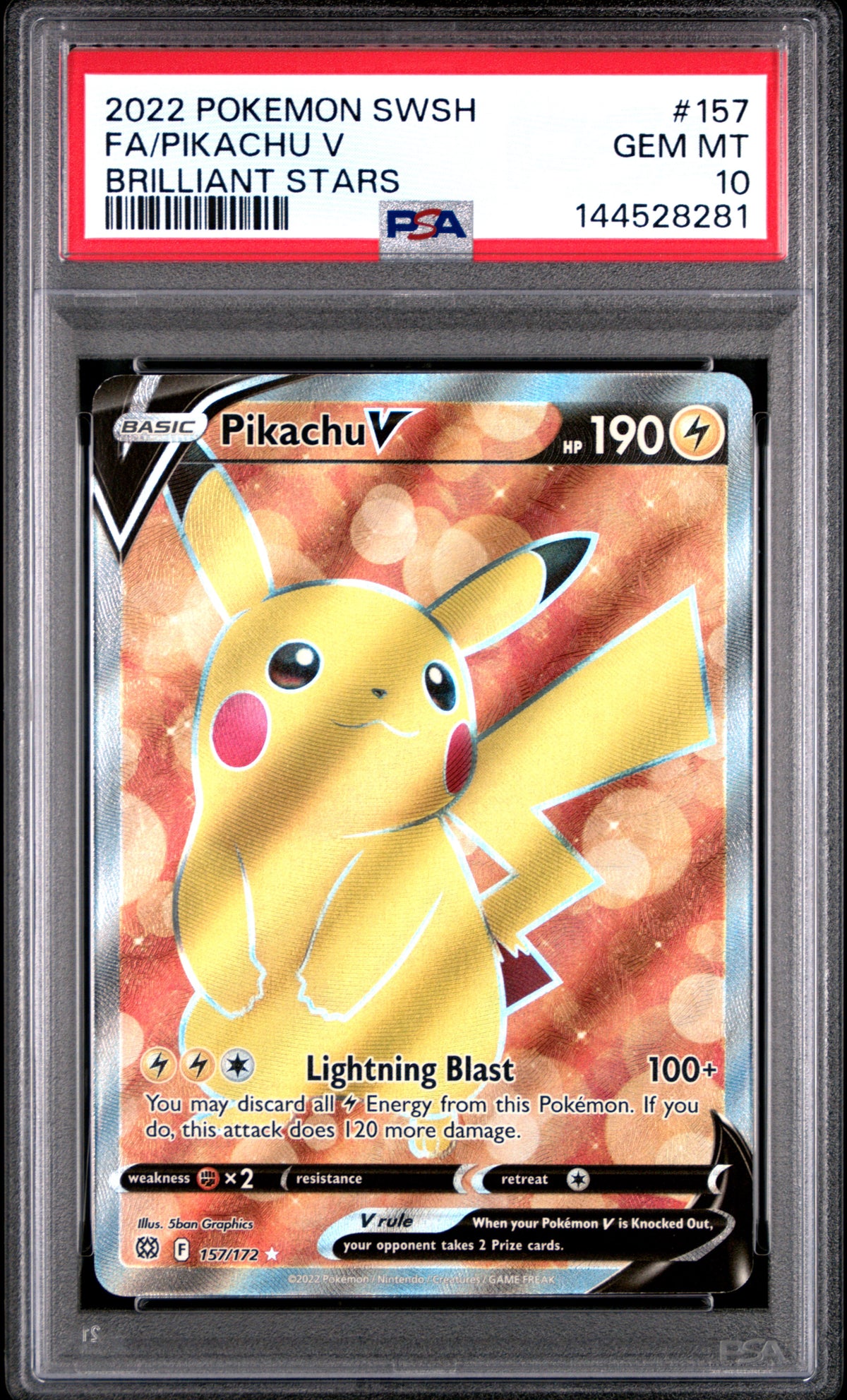 Pokémon - Pikachu V - 157/172 - Evolving Skies - PSA 10