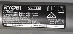 RYOBI - One+ 25cm/30cm Line Trimmer - Skin Only - OLT1832