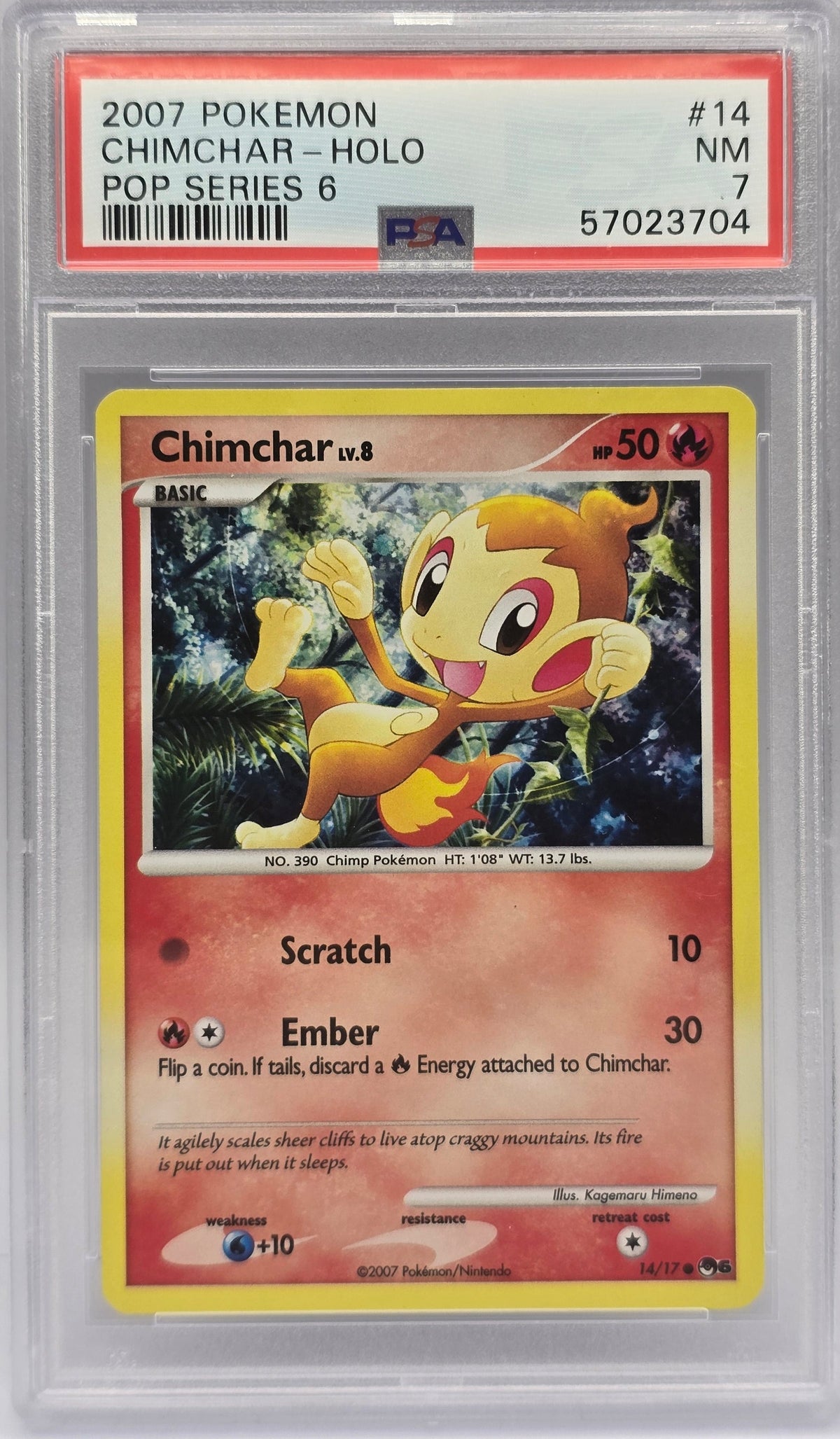 Pokemon - PSA 7 Chimchar 14/17 Pop Series 6