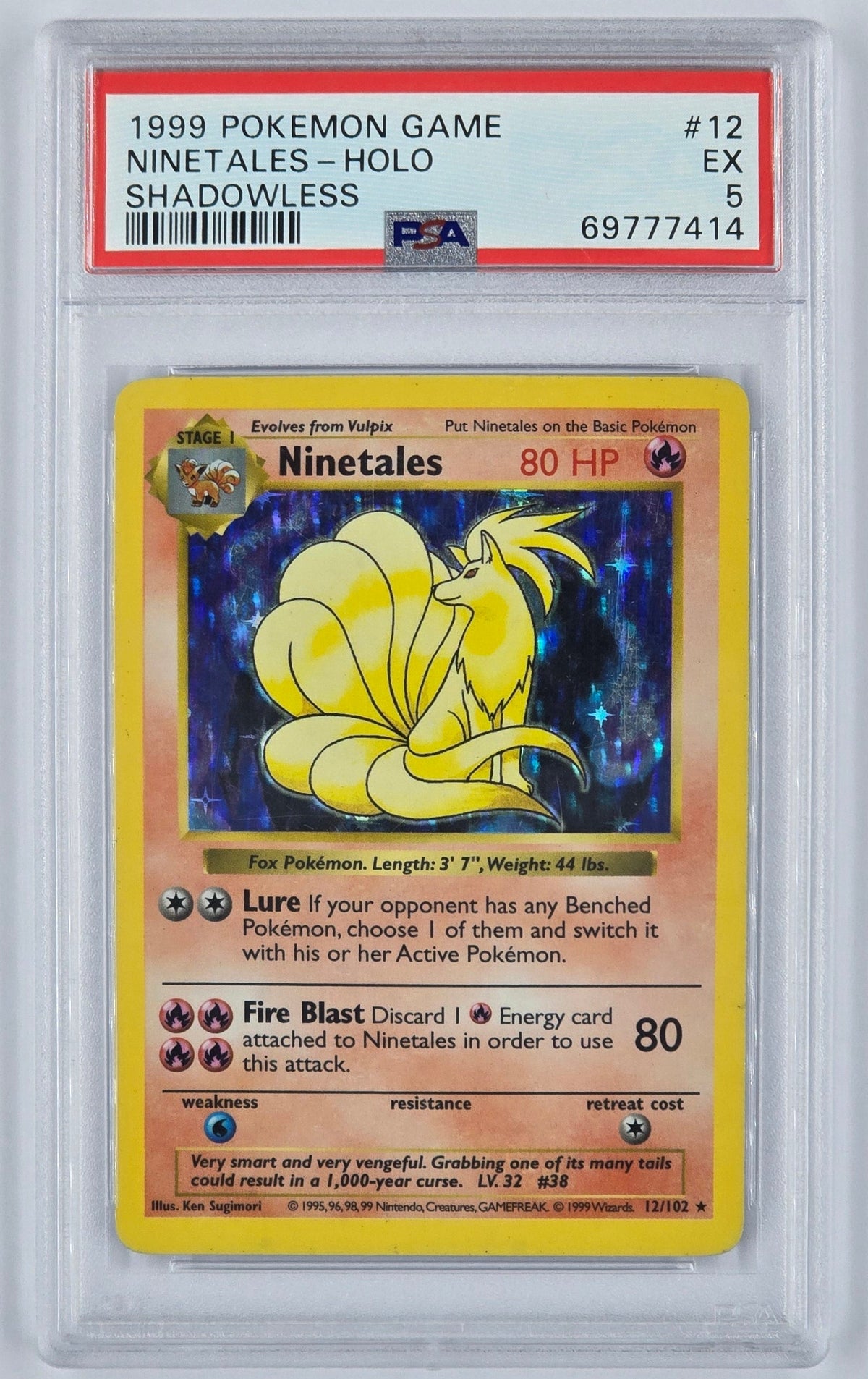 Pokemon - PSA 5 Ninetales 12/102 Shadowless