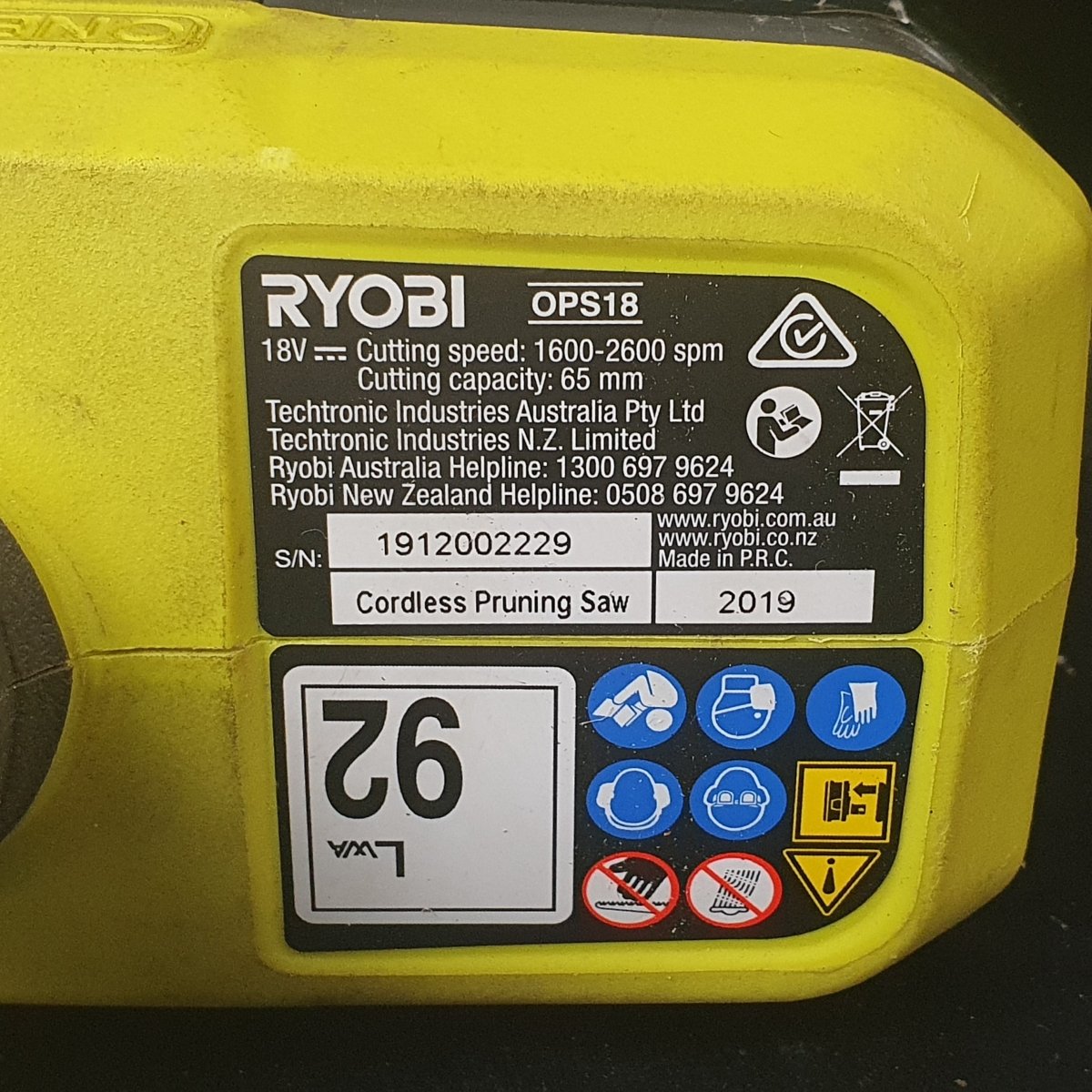 RYOBI - 18V ONE+ 6"(15cm) Garden Pruning Saw - OPS18 - with 4Ah Battery - Mega Cash Sydney