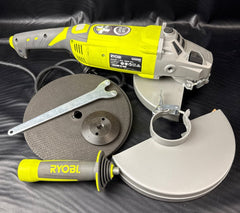 Ryobi 2000W 230mm Corded Angle Grinder EAG2023 in hard case with accessories. - Mega Cash Sydney