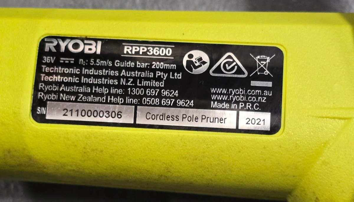 RYOBI - 36V 8" 20cm Cordless Pole Pruner - RPP3600 - Tool Only - Mega Cash Sydney