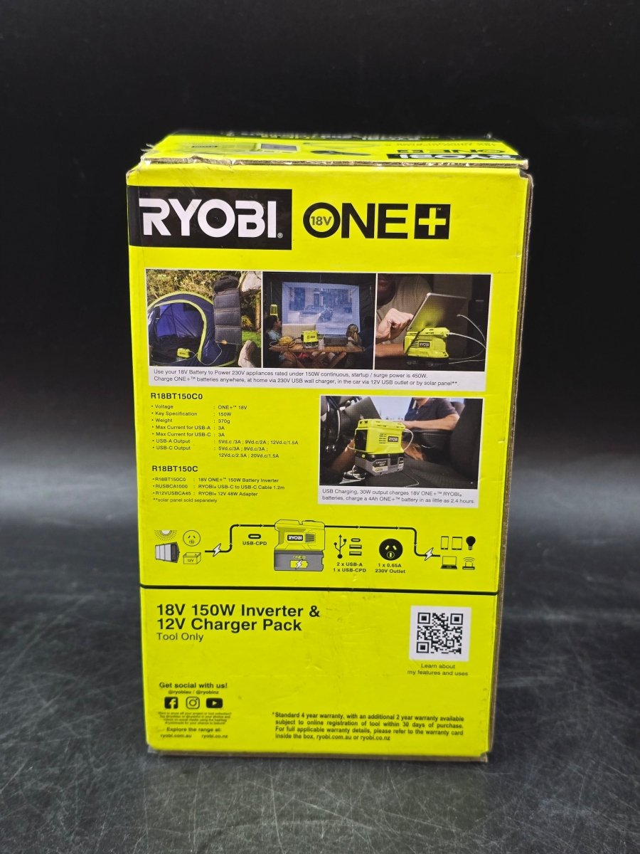 RYOBI - ONE+ 150W Charger & Inverter Auto Kit - Tool Only - R18BT150C - Mega Cash Sydney