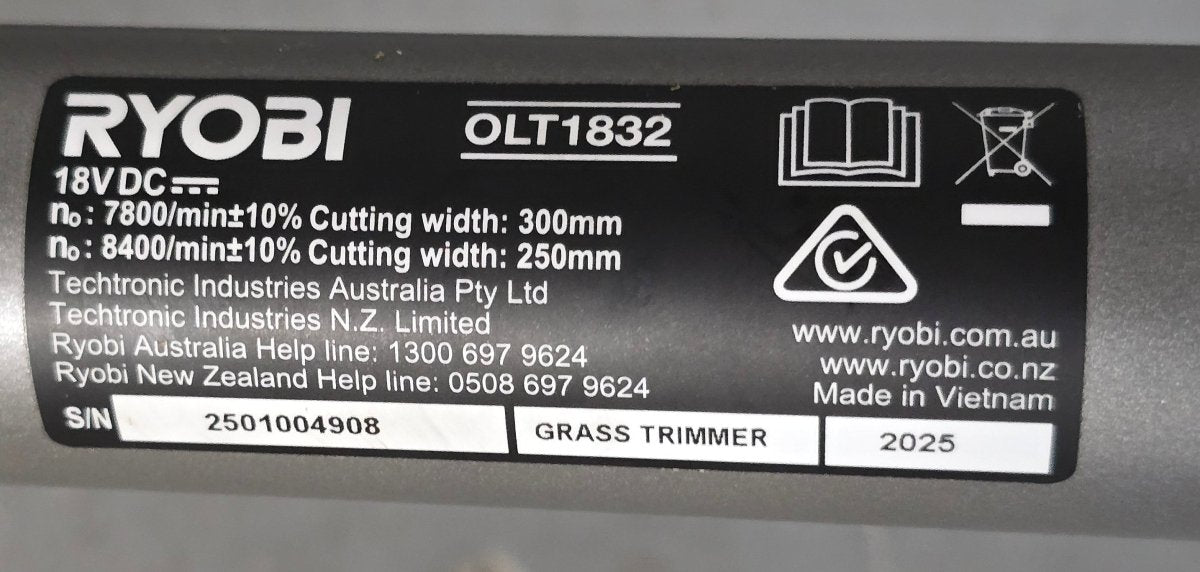 RYOBI - One+ 25cm/30cm Line Trimmer - Skin Only - OLT1832 - Mega Cash Sydney