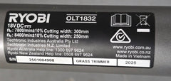 RYOBI - One+ 25cm/30cm Line Trimmer - Skin Only - OLT1832 - Mega Cash Sydney