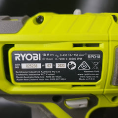 RYOBI - RPD18 - Cordless 13mm Hammer Drill Driver + 2AH Battery + Charger - Mega Cash Sydney