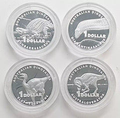 2022 Australian Dinosaurs $1 Uncirculated Silver Proof Four Coin Collection