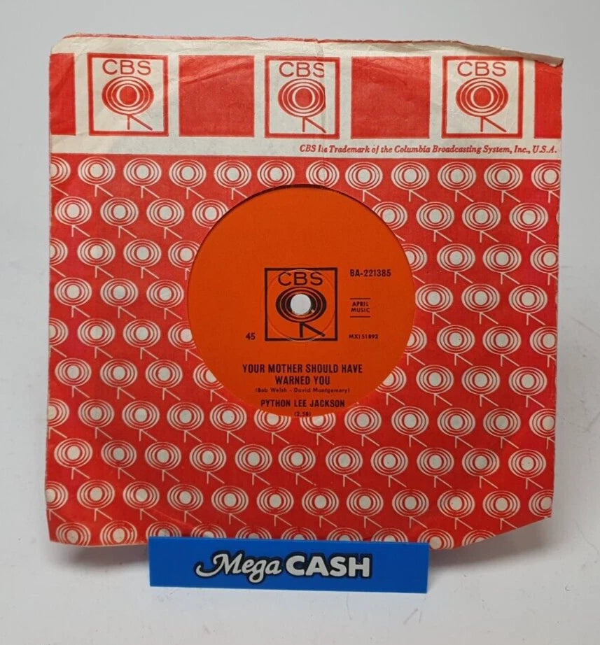 PYTHON LEE JACKSON - "Your Mother Should Have Warned You" - Record - Vinyl 7"