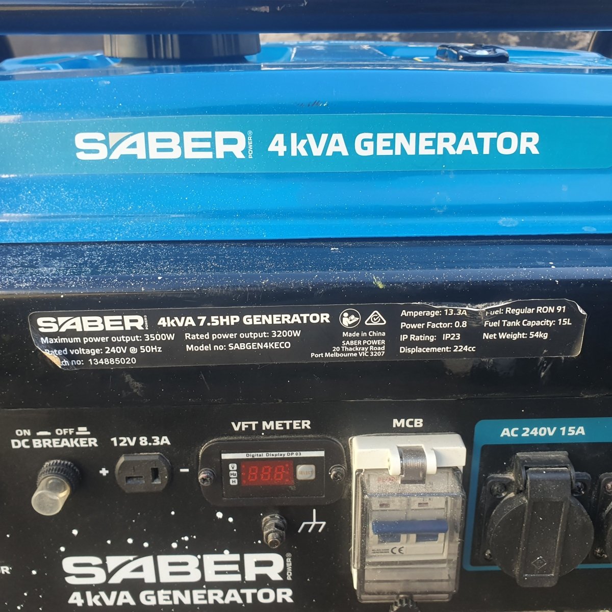 SABER - 3500W 7.5hp Petrol Generator SABGEN4KECO - Mega Cash Sydney