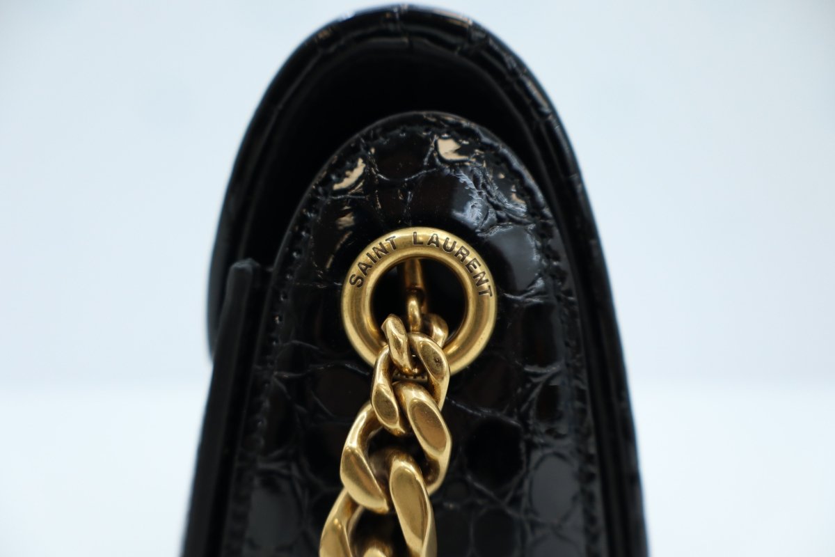 Saint Laurent Elise Shoulder Bag in Alligator-Embossed Patent Leather - Mega Cash Sydney