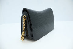 Saint Laurent Elise Shoulder Bag in Alligator-Embossed Patent Leather - Mega Cash Sydney