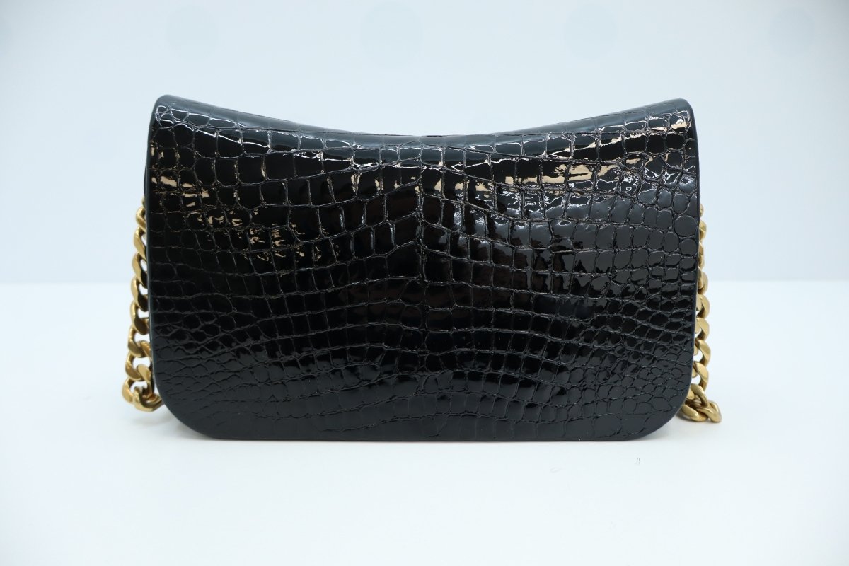 Saint Laurent Elise Shoulder Bag in Alligator-Embossed Patent Leather - Mega Cash Sydney