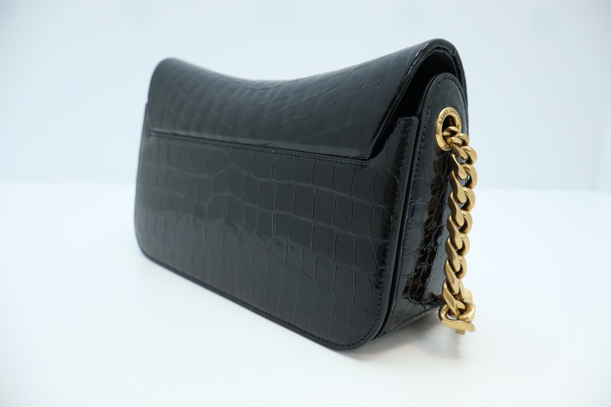 Saint Laurent Elise Shoulder Bag in Alligator-Embossed Patent Leather - Mega Cash Sydney