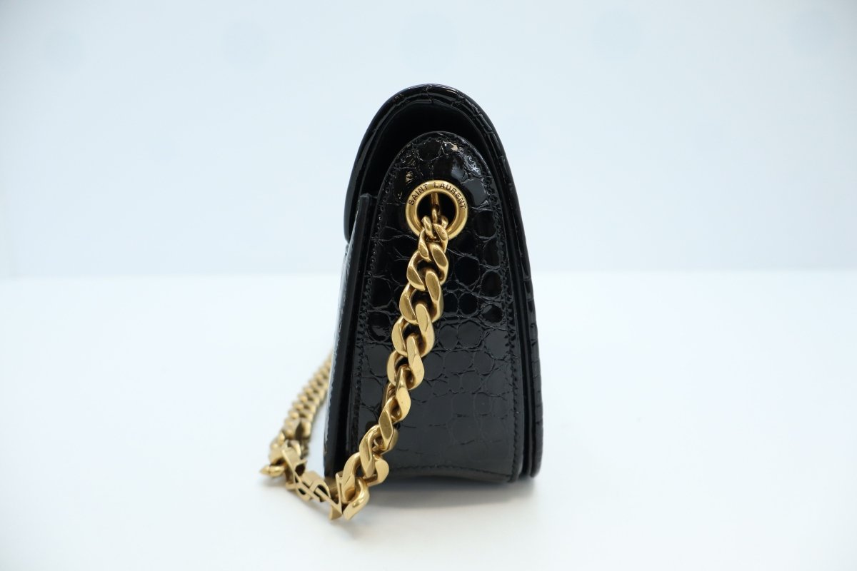 Saint Laurent Elise Shoulder Bag in Alligator-Embossed Patent Leather - Mega Cash Sydney