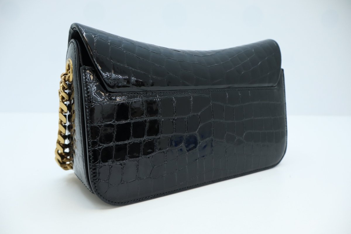 Saint Laurent Elise Shoulder Bag in Alligator-Embossed Patent Leather - Mega Cash Sydney
