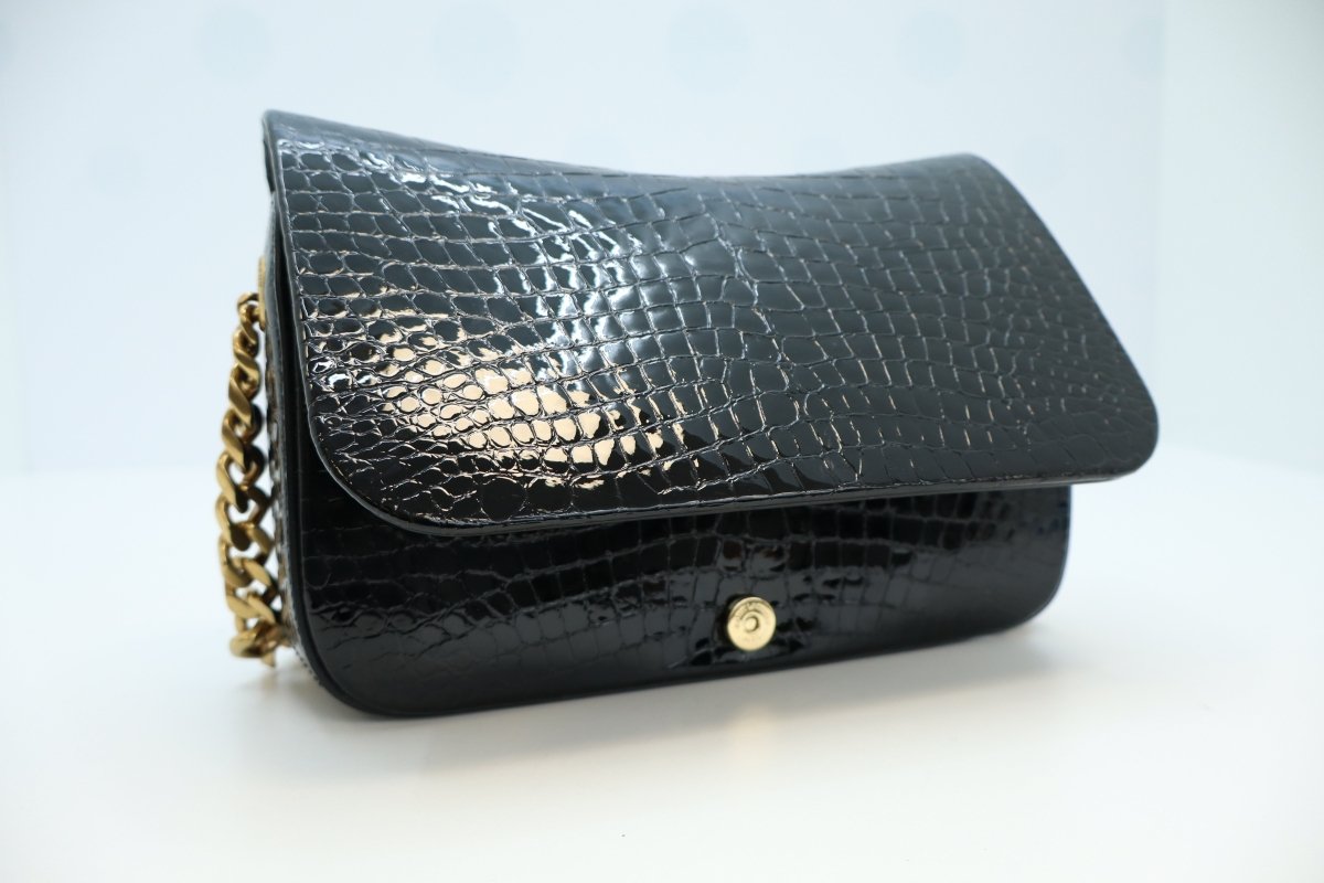 Saint Laurent Elise Shoulder Bag in Alligator-Embossed Patent Leather - Mega Cash Sydney