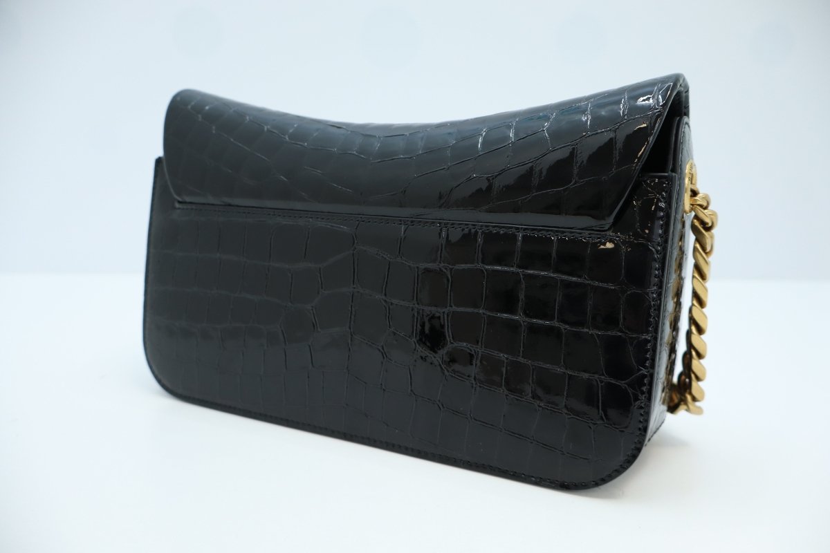 Saint Laurent Elise Shoulder Bag in Alligator-Embossed Patent Leather - Mega Cash Sydney