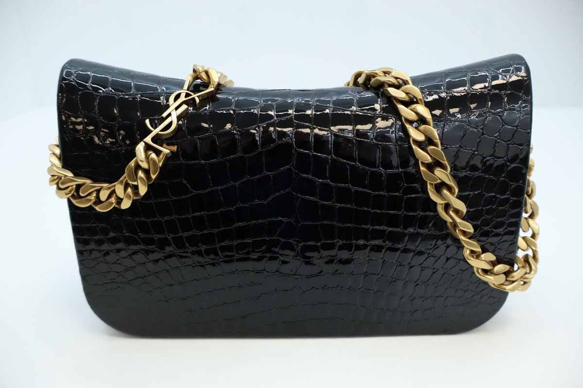 Saint Laurent Elise Shoulder Bag in Alligator-Embossed Patent Leather - Mega Cash Sydney