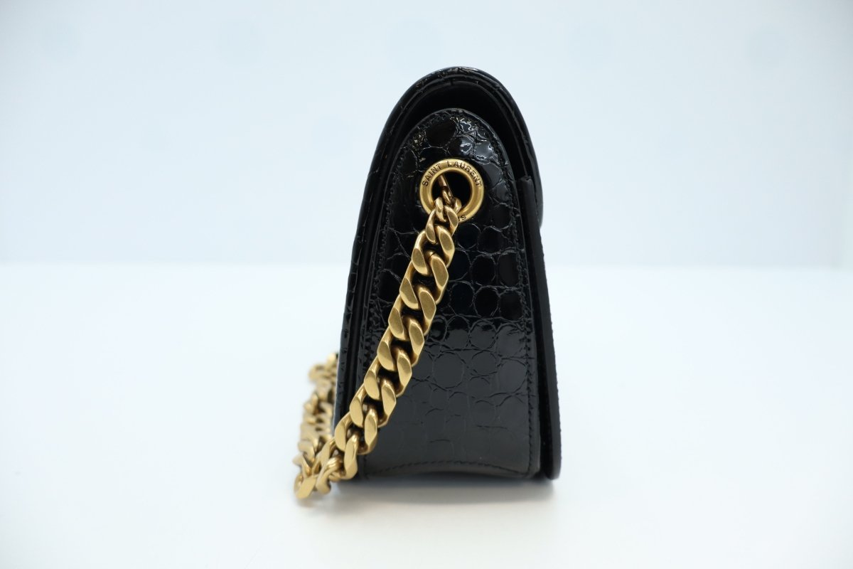 Saint Laurent Elise Shoulder Bag in Alligator-Embossed Patent Leather - Mega Cash Sydney