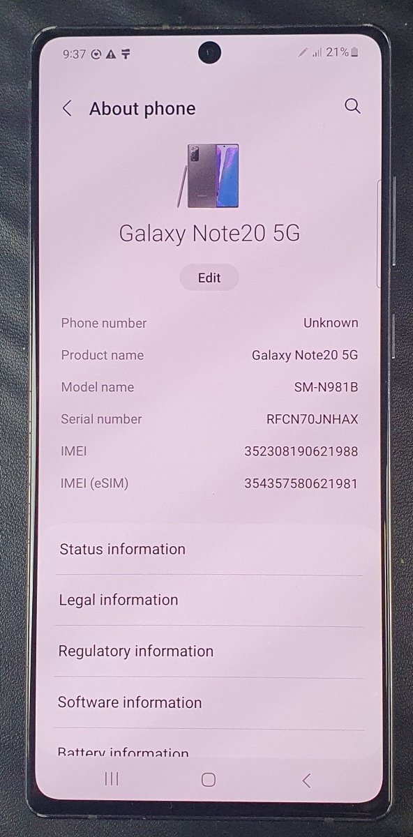 Samsung Note20 5G - 256GB - Unlocked - SM-N981B - Mega Cash Sydney