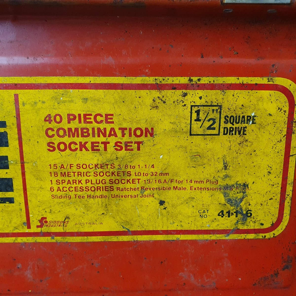 SIDCHROME - 40 Piece Combination Socket Set - 1/2" Square Drive - Vintage - Mega Cash Sydney