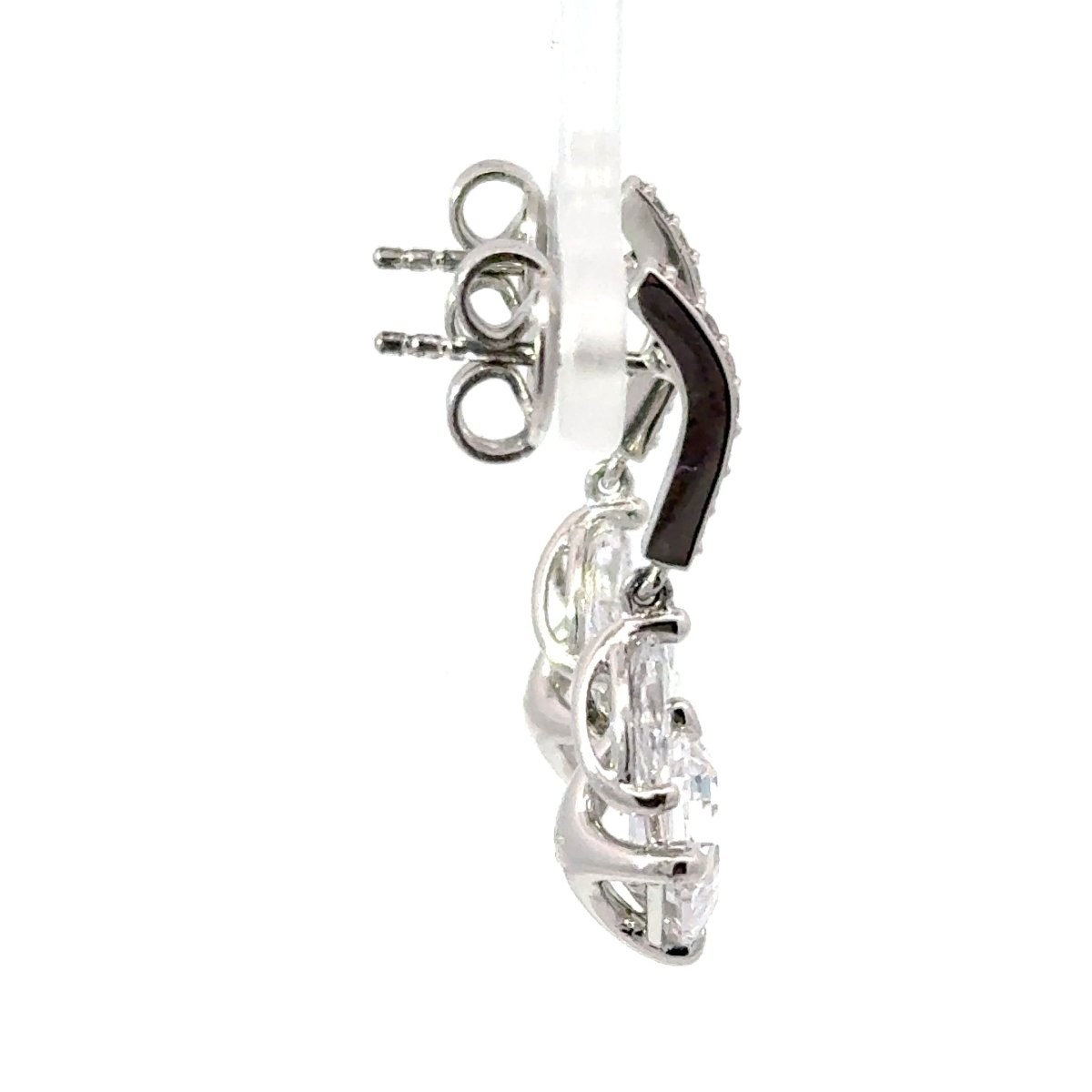 Silver Cubic Zirconia Drop Earrings with Marquise Accents - Mega Cash Sydney