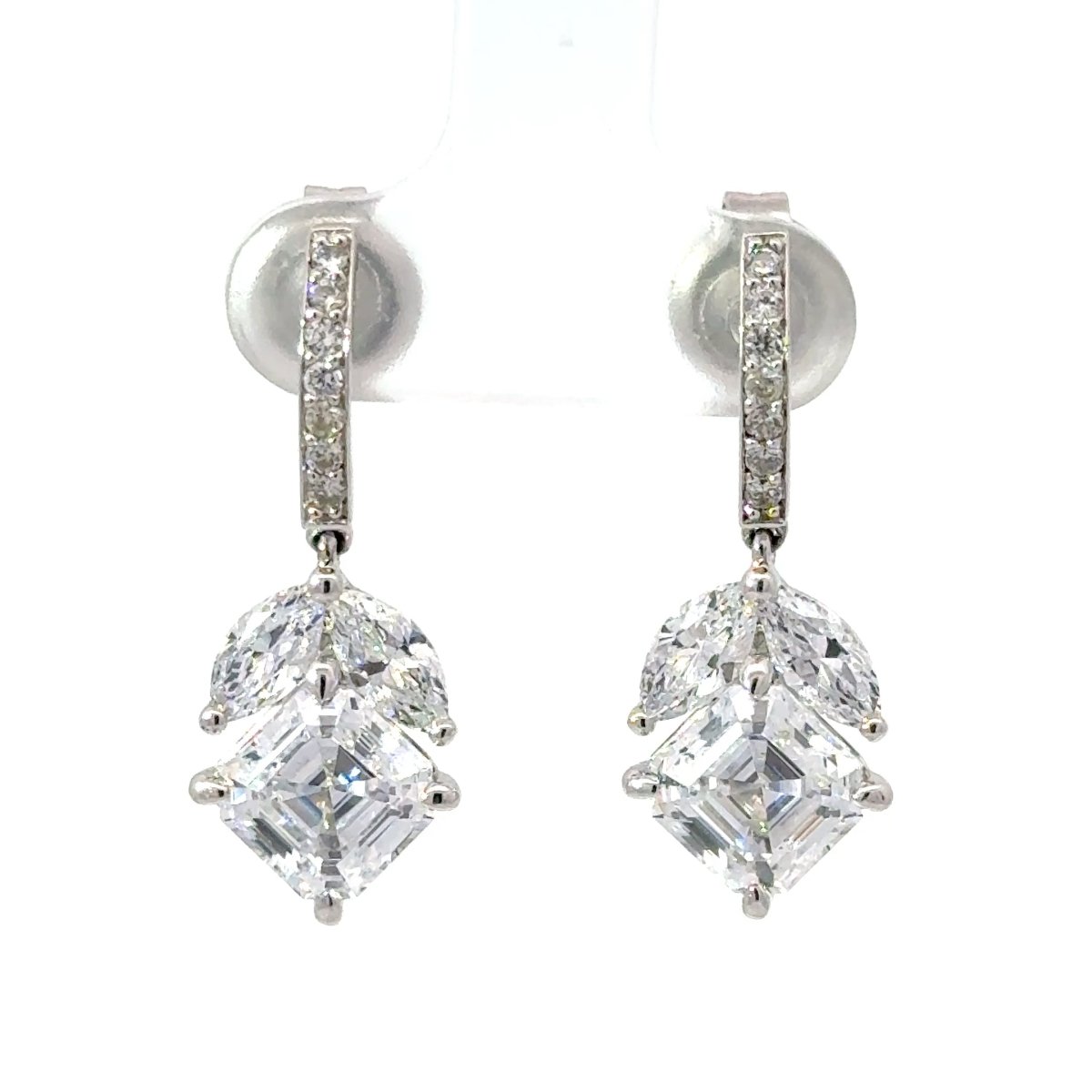 Silver Cubic Zirconia Drop Earrings with Marquise Accents - Mega Cash Sydney