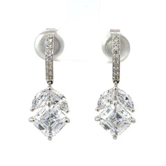 Silver Cubic Zirconia Drop Earrings with Marquise Accents - Mega Cash Sydney
