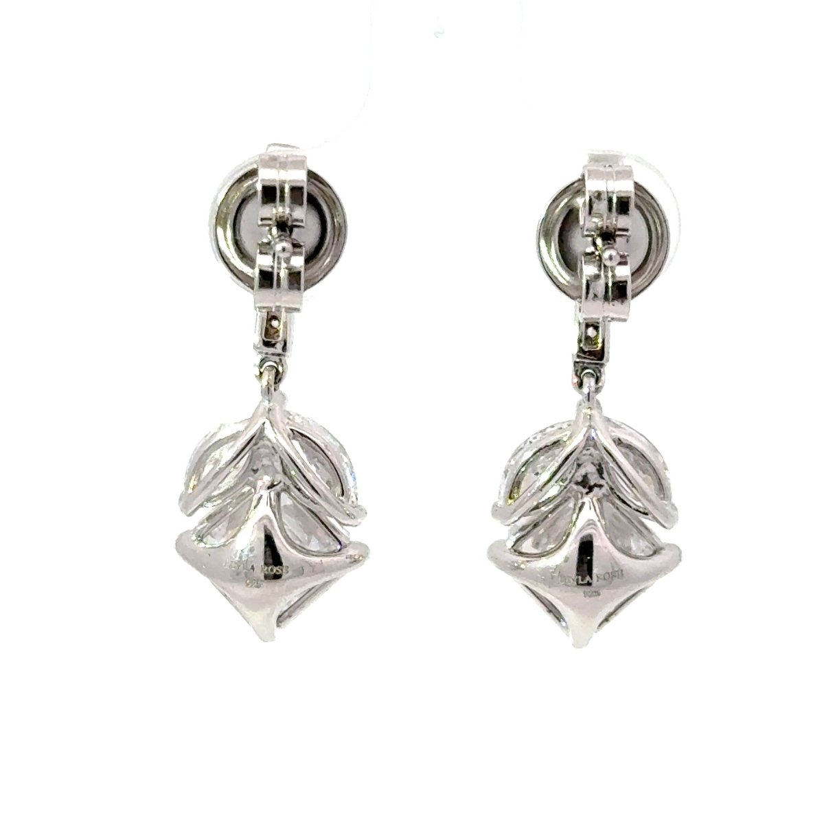 Silver Cubic Zirconia Drop Earrings with Marquise Accents - Mega Cash Sydney