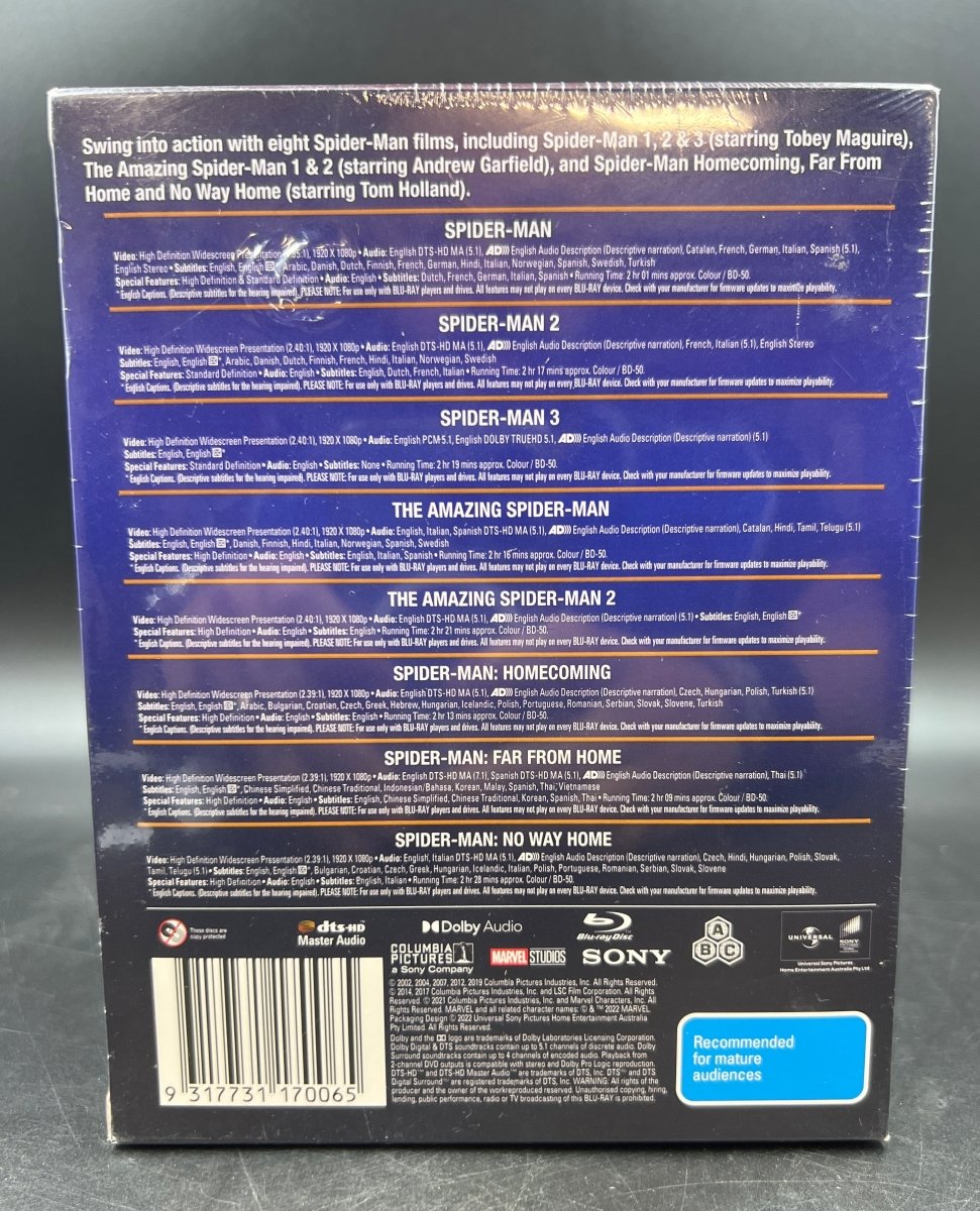 Spider - Man 8 Movie Bluray Collection - Mega Cash Sydney