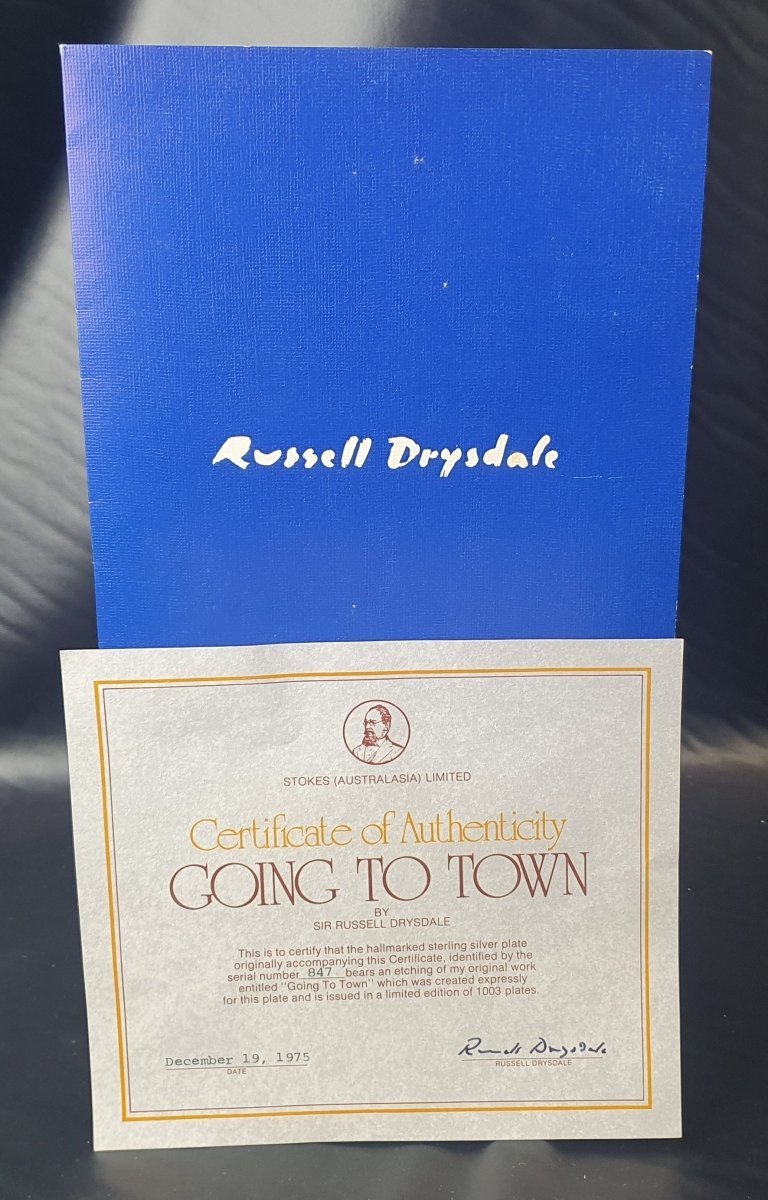 STOKES AUSTRALIASIA PLATE - ANTIQUE RUSSELL DRYSDALE THE HALLMARKED STERLING SILVER PLATE WITH CERTIFICATE - 218 grams - Mega Cash Sydney