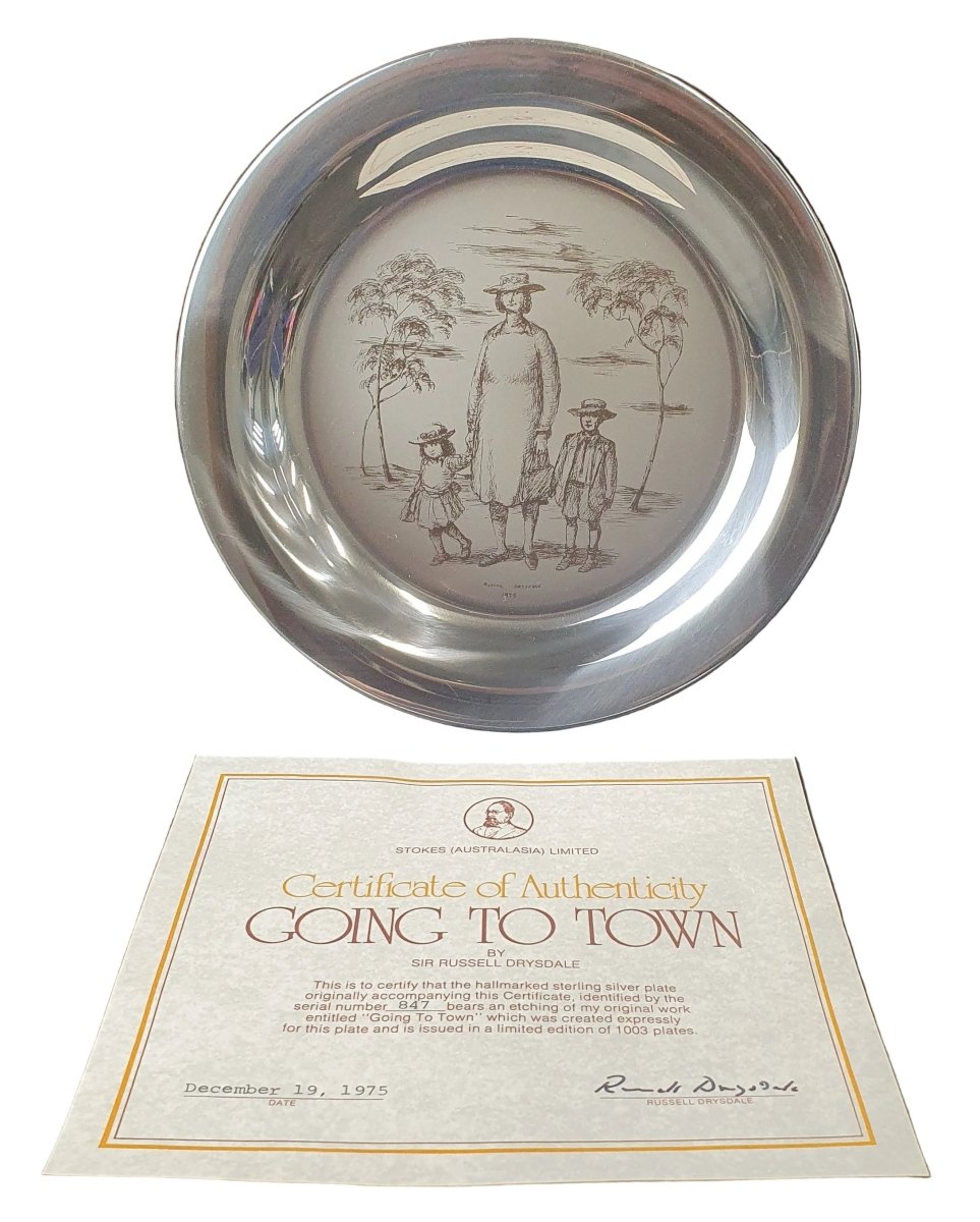 STOKES AUSTRALIASIA PLATE - ANTIQUE RUSSELL DRYSDALE THE HALLMARKED STERLING SILVER PLATE WITH CERTIFICATE - 218 grams - Mega Cash Sydney