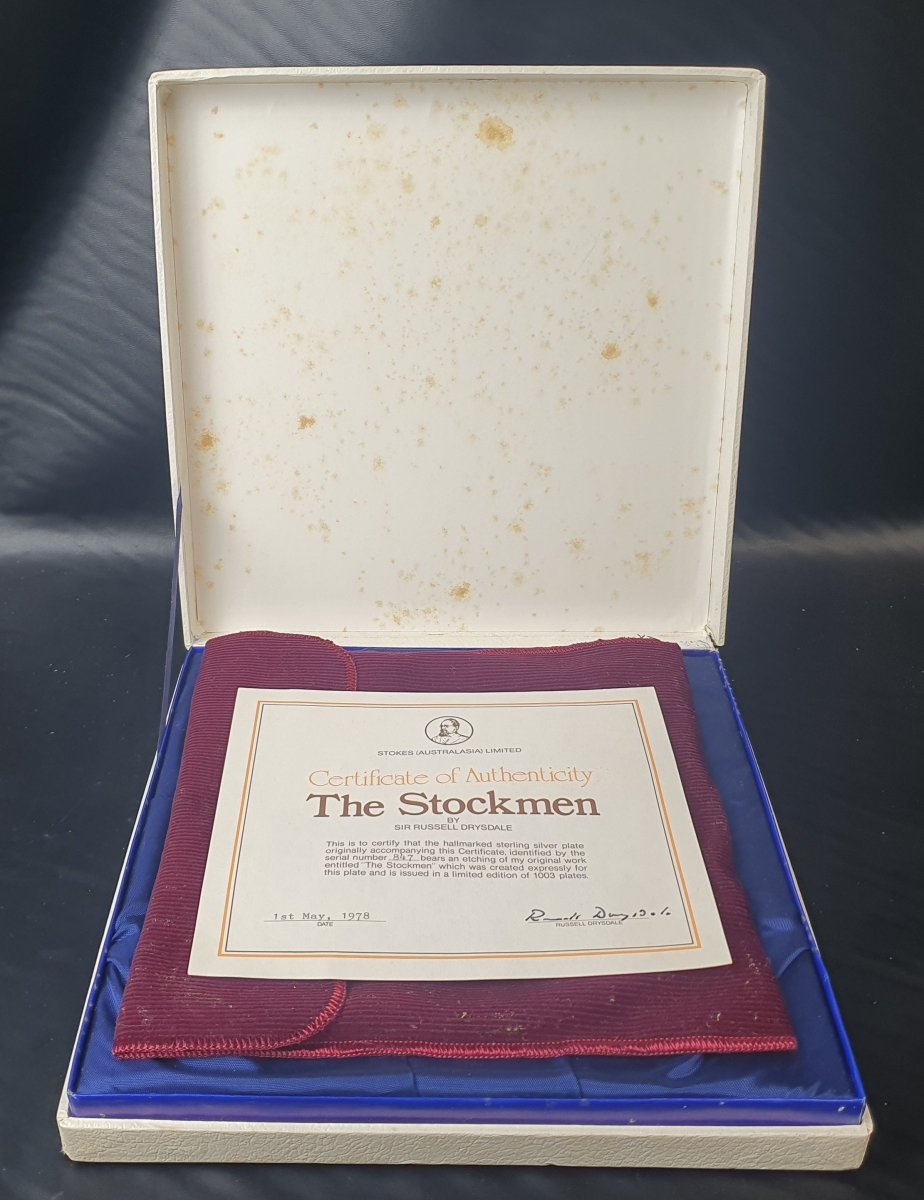 STOKES AUSTRALIASIA PLATE - ANTIQUE RUSSELL DRYSDALE THE HALLMARKED STERLING SILVER PLATE WITH CERTIFICATE - 218 grams - Mega Cash Sydney