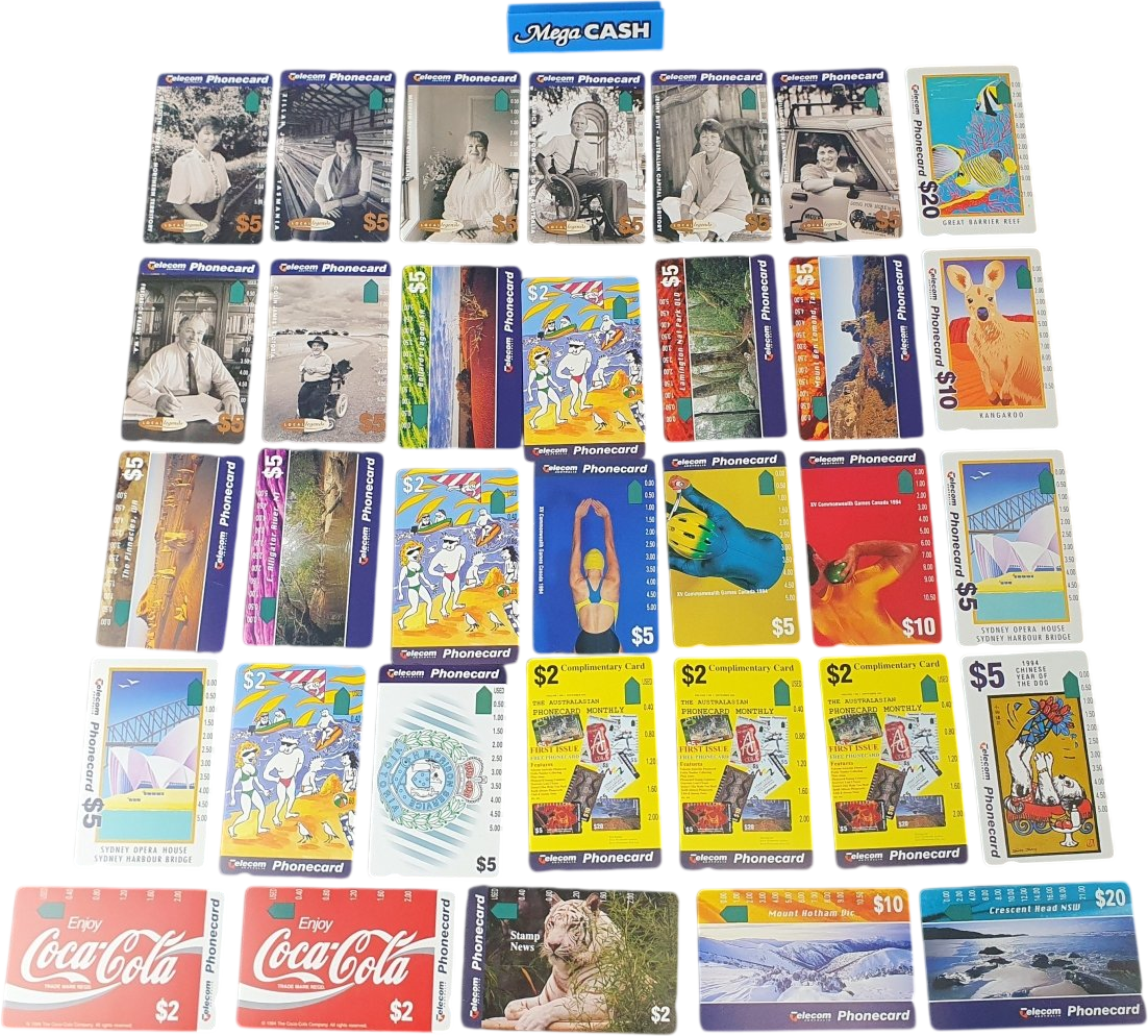 TELECOM - Assorted Phone Cards x 33 - Mega Cash Sydney