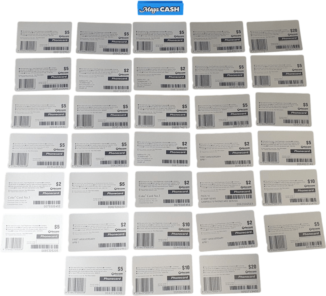 TELECOM - Assorted Phone Cards x 33 - Mega Cash Sydney