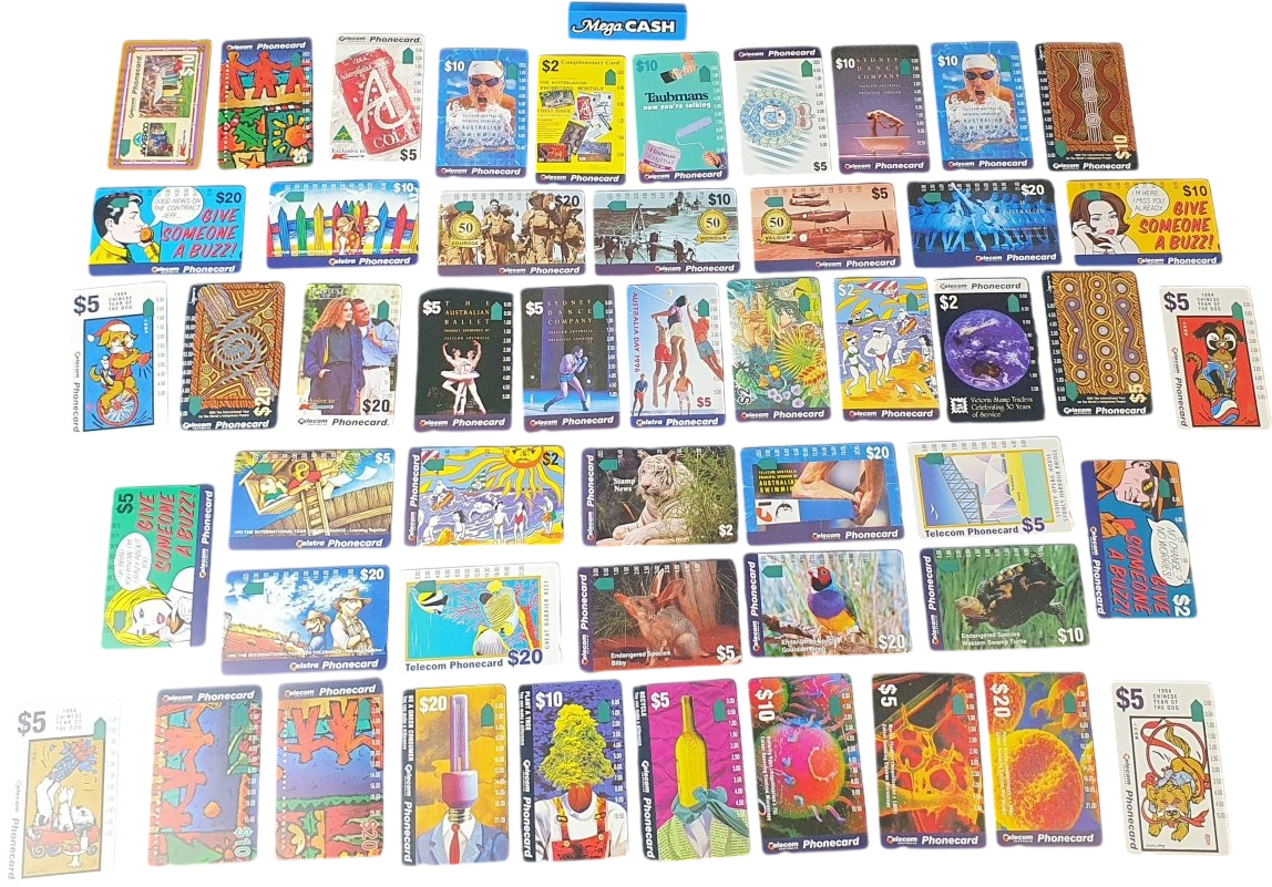 Telecom - Assorted Phone Cards x 50 - Mega Cash Sydney