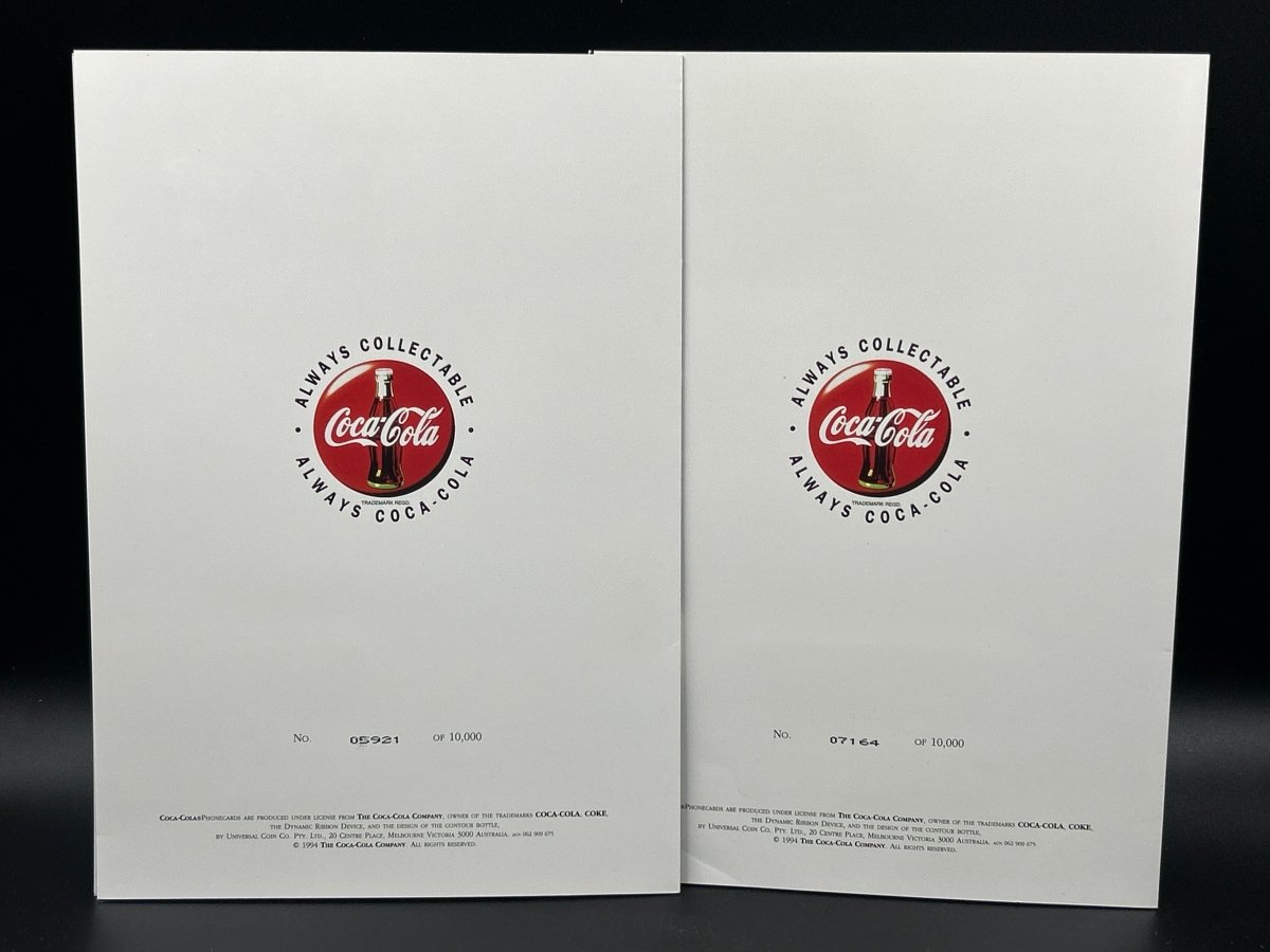 Telecom Coca - Cola Limited Edition $2 Phonecards Pair - 1994 Christmas/ Polar Bear - Mega Cash Sydney